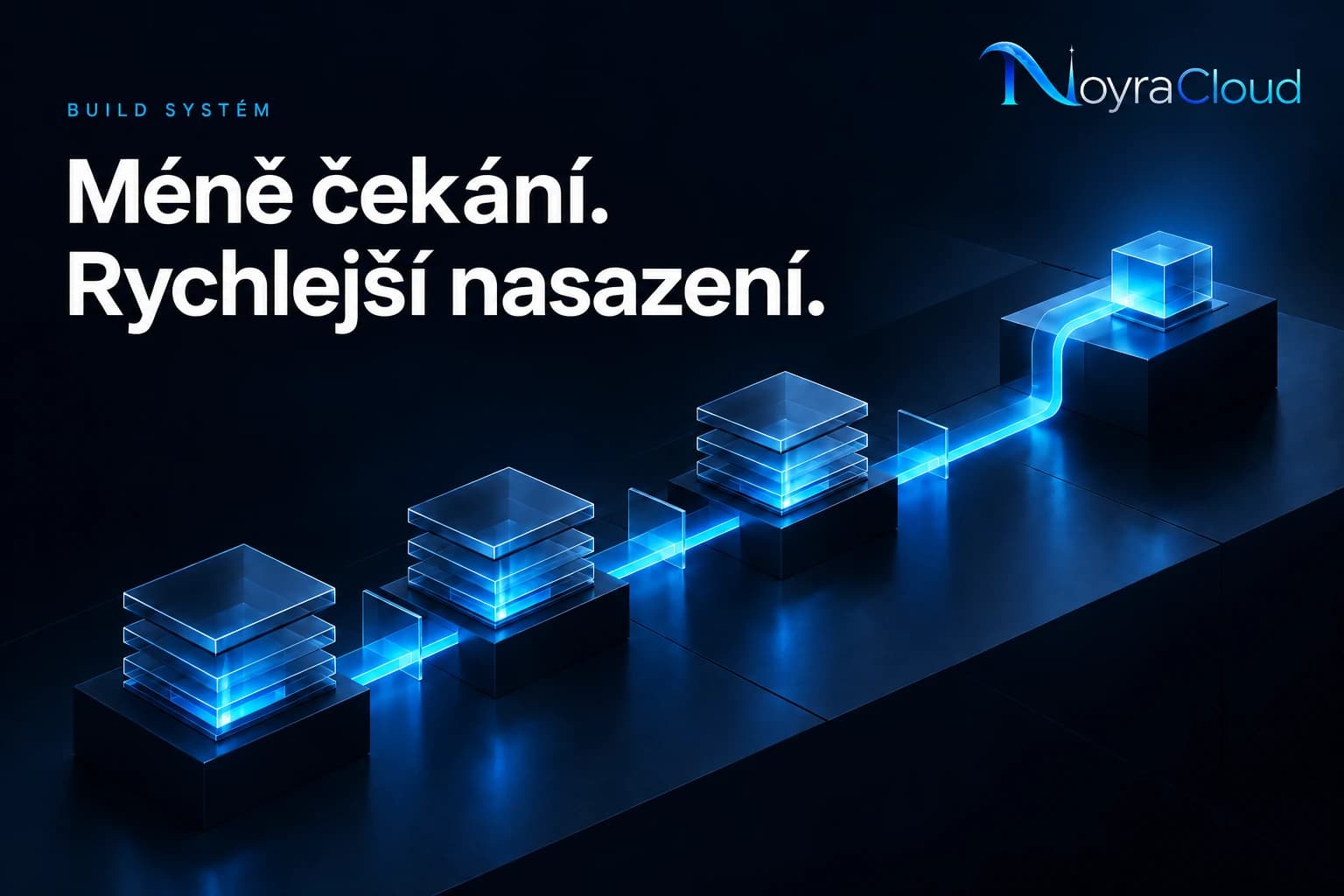 Méně čekání. Rychlejší nasazení. Vylepšení build systému s logem NoyraCloud.